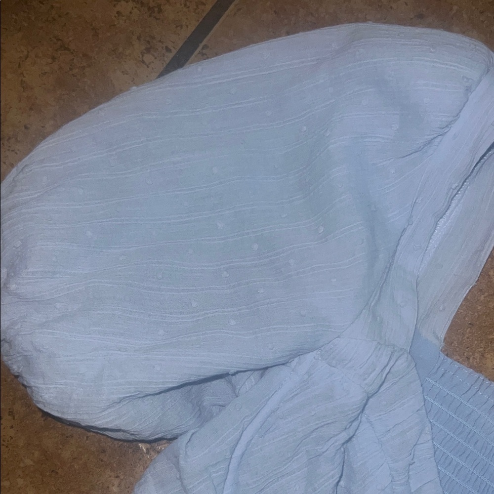 Astr Light Blue Puff Sleeve Blouse - Picture 4 of 5
